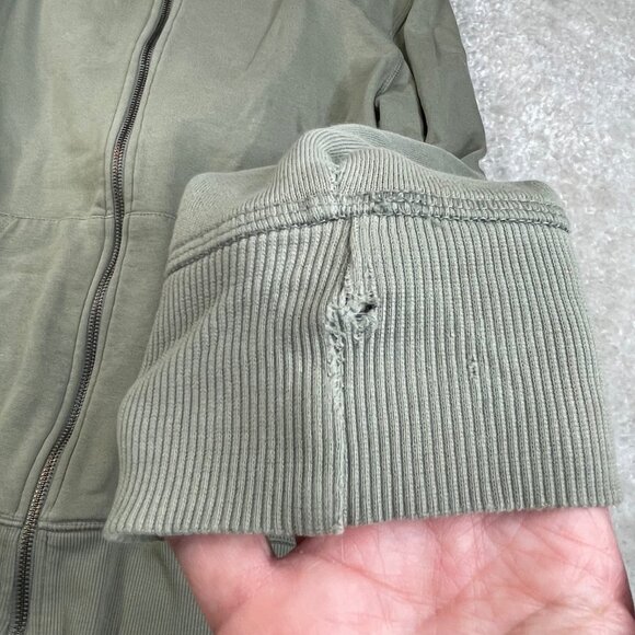 Pact Organic Cotton Sage Green Zip Up Hoodie FLAW - Picture 4 of 9